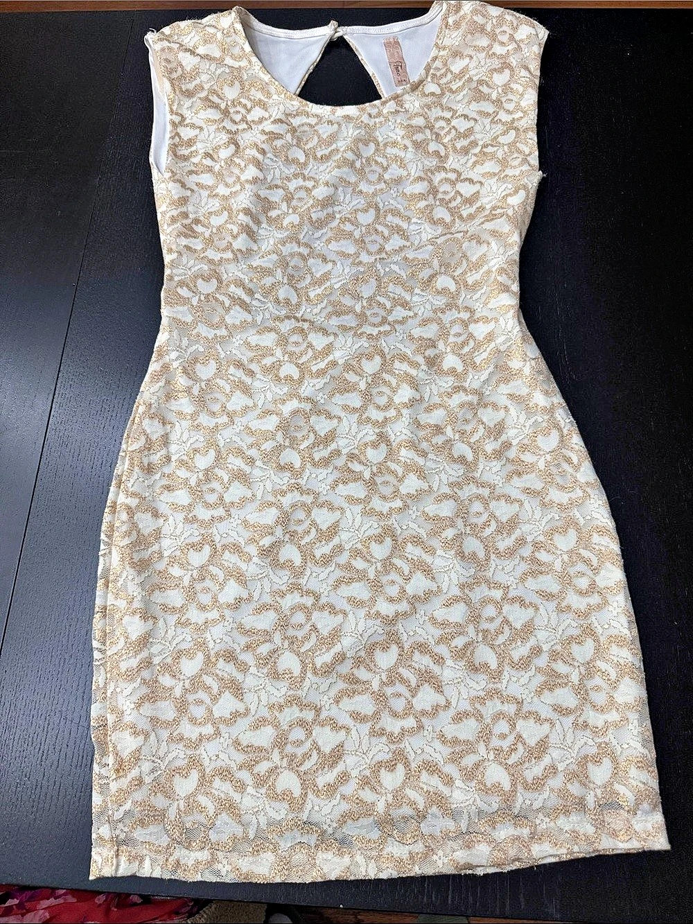 Trac Gold Lace Mini Dress Like New size small